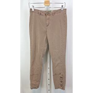 by ANTHROPOLOGIE 27 Ona Skinny Leg Utility Cropped Pants Ankle Buttons Taupe Tan